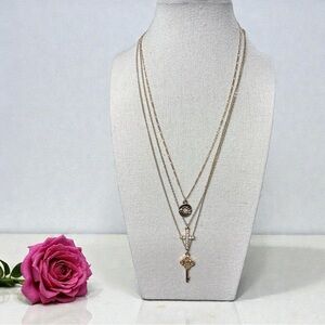 Gold Tone Layered Cross Necklace